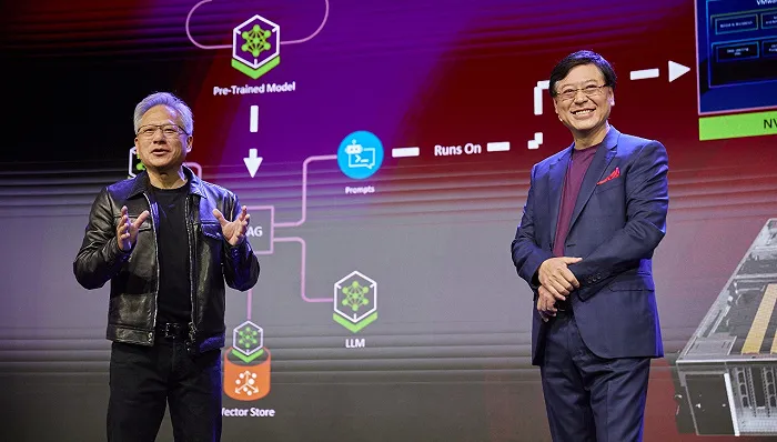 黃仁勳與楊元慶。翻攝界面新聞