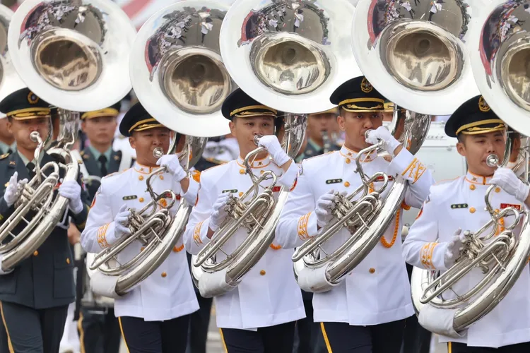 三軍儀隊表演。林林攝