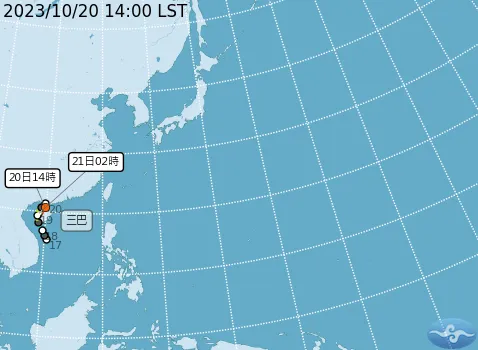 三巴颱風預估走向。取自氣象署網站