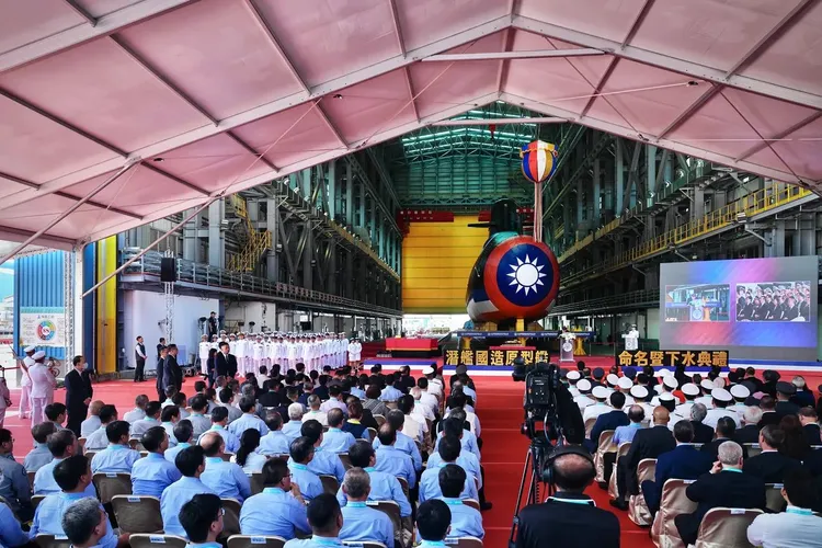 國防部上月底舉辦潛艦國造原型艦命名暨下水典禮。資料照片