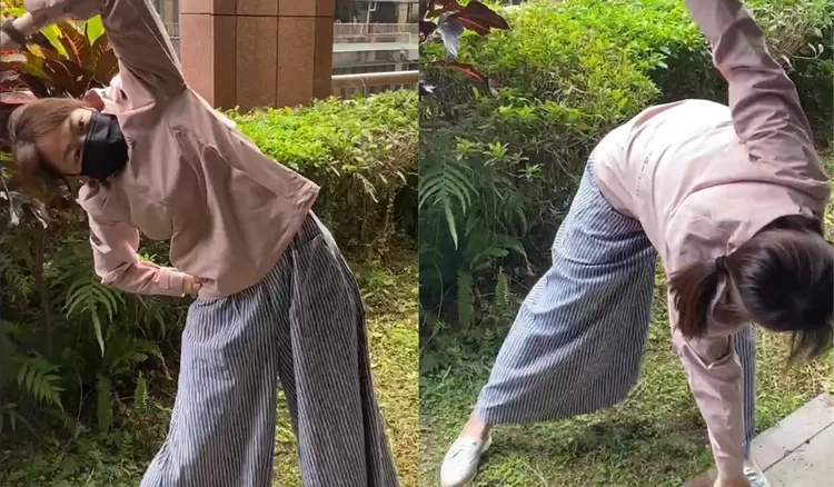 ▲小編穿上輕鋒衣4.0做起伸展，就算身體一直動，也不會有悶熱不適的感覺。