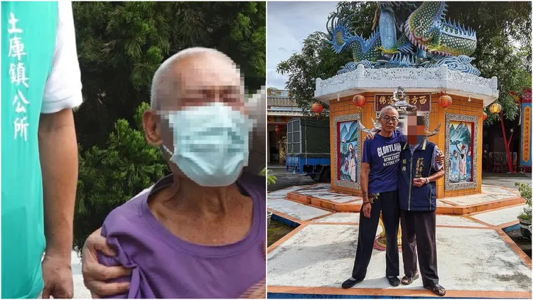 52歲死者陳勝一(右圖左)不幸遭撞搶救無效離世，8旬老父(左圖)悲痛招魂。翻攝自臉書「爆料公社二社」