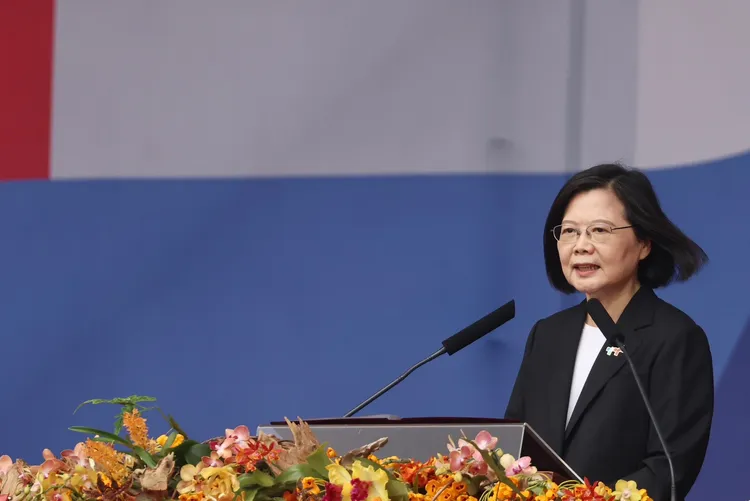 蔡英文喊話各政黨眾志成城，對外團結一致。林林攝