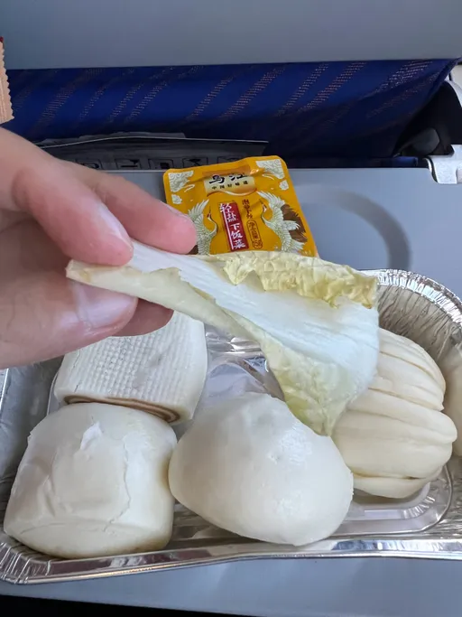 奇葩飛機餐 中國南航上菜4顆饅頭、1片白菜