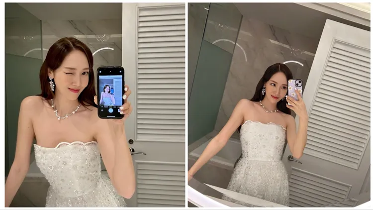 Jessica身穿Self-Portrait蕾絲亮片洋裝，2萬3800元。翻攝Jessica IG