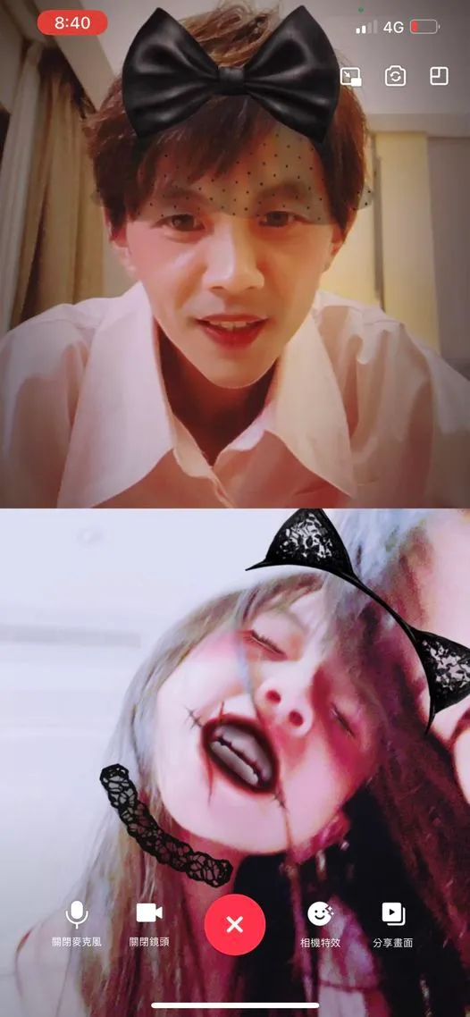 阿翔出國被女兒要求開視訊沉浸「濾鏡之愛」。翻攝《Out Of Control 媽咪Grace》粉絲頁