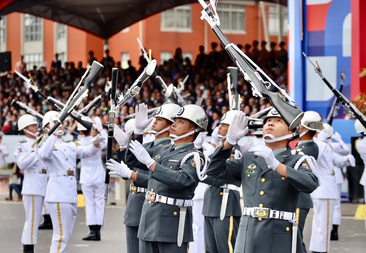 三軍樂儀隊國慶展演。林林攝
