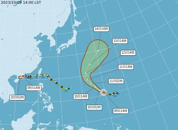 目前布拉萬颱風位於關島東南方，後續往北轉東北方向移動，距離台灣很遠沒有明顯影響。翻攝《中央氣象局》網站