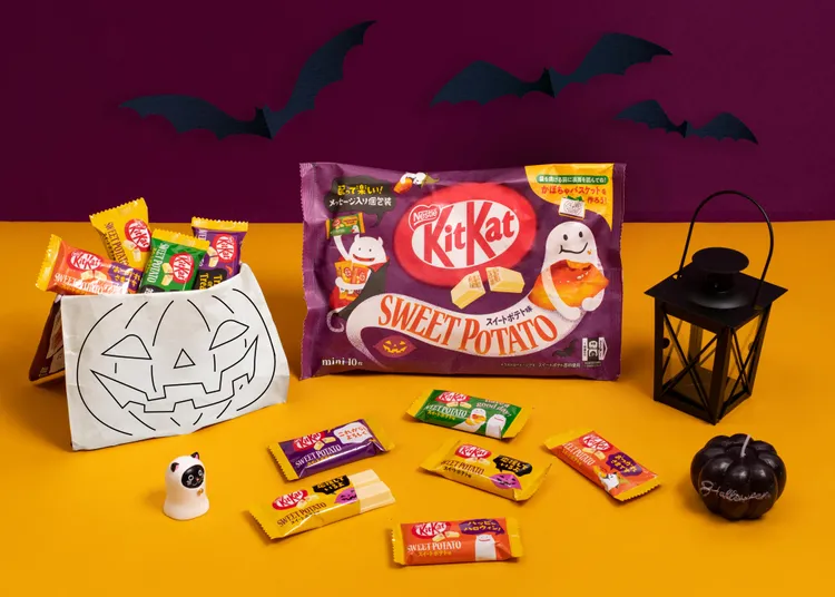 雀巢KitKat巧克力圖鑑收錄限時販售新品，如萬聖限定「KitKat番薯威化」，應景造型吸睛。業者提供