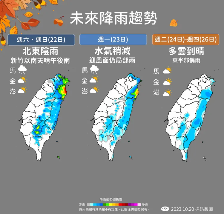 未來降雨趨勢。氣象署提供