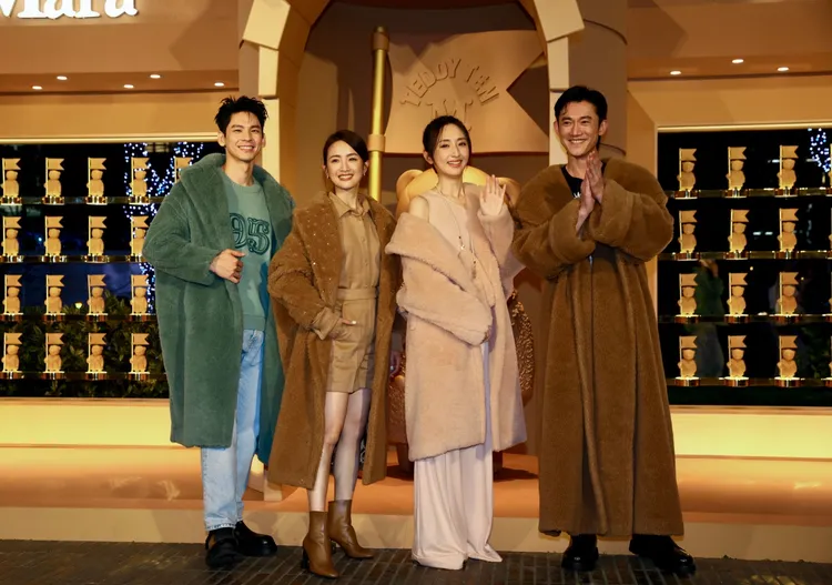 林柏宏（左起）、林依晨、柯佳嬿、吳慷仁出席Max Mara快閃店開幕。彭欣偉攝