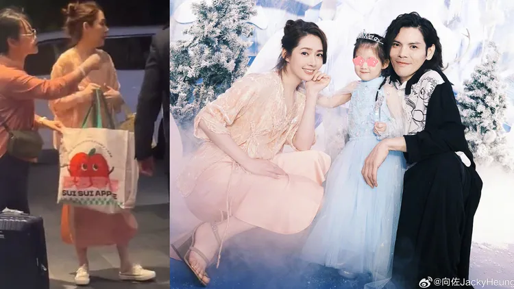 生日趴結束後，郭碧婷換穿休閒鞋。翻攝向佐微博、芒果撈小萌主微博