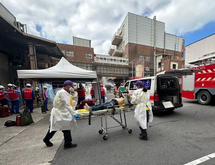 現場傷患搶救演練。勞檢處提供