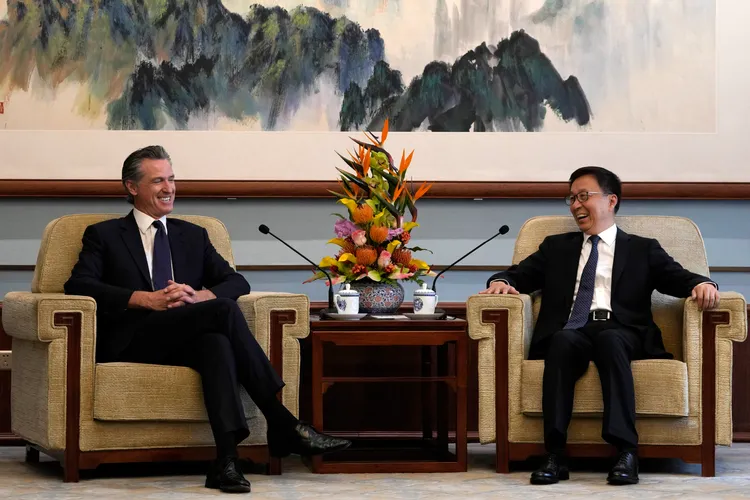 紐松會晤中國國務院副總理韓正。美聯社