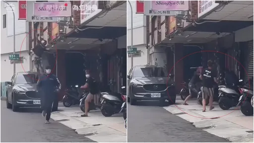 球棒隊跳躍砸店卻跌倒　網笑：ㄟ猴子你手機忘了撿