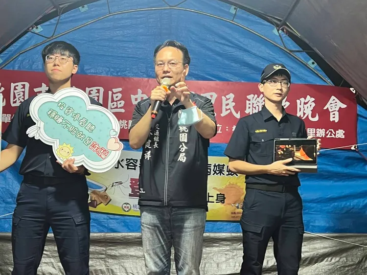 桃園警分局交通組長林健祥宣導。桃園警分局提供