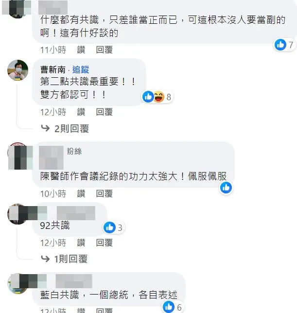 網友留言指出，陳志金說的藍白3點共識，第2點最重要，且雙方都認同。翻攝自臉書「Icu醫生陳志金」