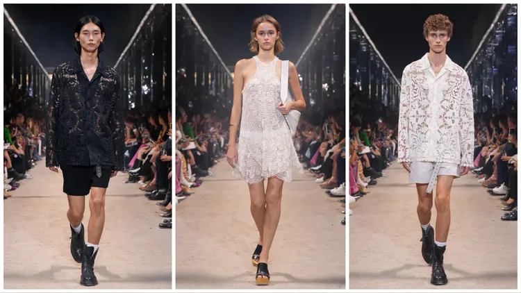 透膚刺繡襯衫同樣搭配短褲造型。品牌提供