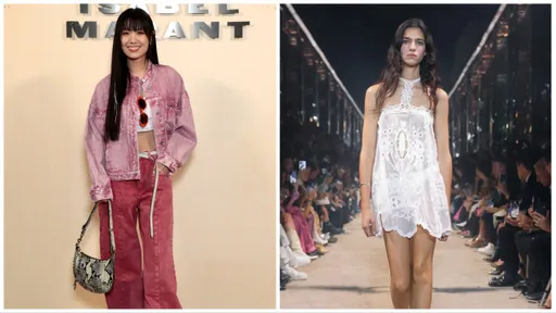 巴黎時裝周｜孫盛希韓國、巴黎趕場　穿粉紅牛仔感受IsabelMarant輕盈春夏