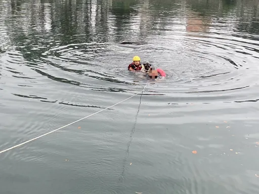 甩尾片|BMW疑這原因墜落台南運河 人狗車頂待援all safe