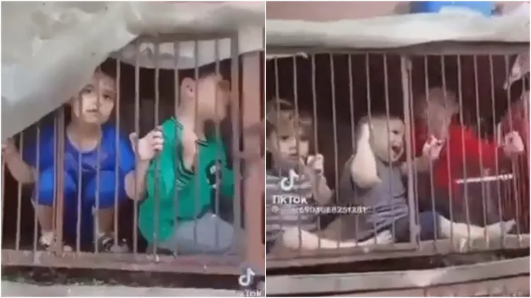 稚童遭關押狗籠的畫面令人怵目驚心。翻攝自推特(X)「La Voz Tamaulipas」