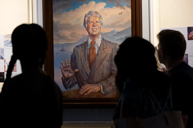 民眾在喬治亞卡特圖書館參觀。美聯社