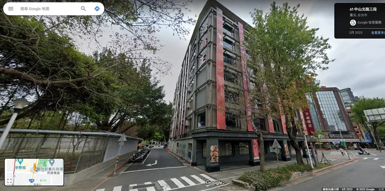 跑酷玩家攀樓地點是北市中山區的海霸王餐廳大樓外牆。翻攝自GoogleMap