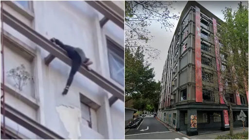 不要命影片|「金髮跑酷高手」攻陷海霸王7樓外牆 肉身躍下全無防護