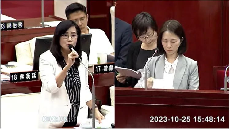 秦慧珠痛批柯市府財政紀律混亂還弊案重重。翻攝議會直播畫面