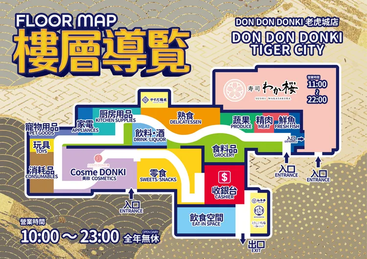 DON DON DONKI台中TIGER CITY店的樓層導覽。業者提供
