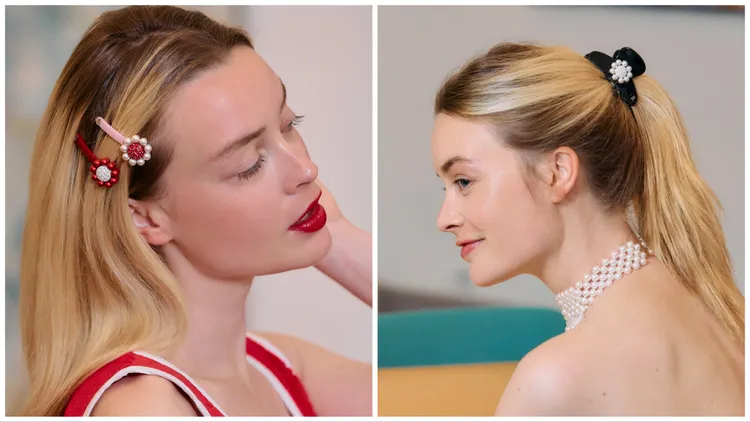 將施華洛世奇珍珠與水晶鑲嵌進圓形花朵。品牌提供