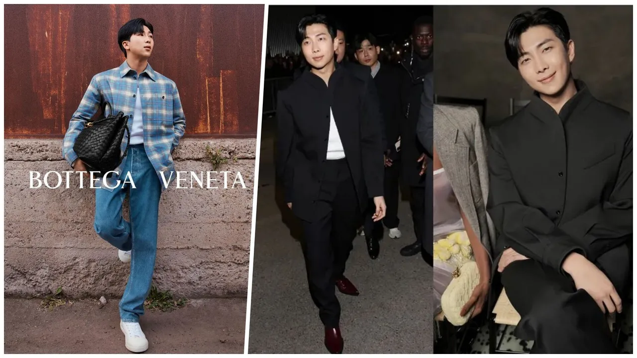 韩国天团BTS防弹少年团队长RM，今年3月成为义大利精品BOTTEGA VENETA品牌大使。左图翻摄matthieu_blazy IG、品牌提供
