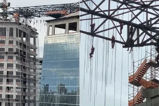 巴西大樓工地突坍塌 驚悚畫面曝光!8工人懸掛「140公尺高空」垂死掙扎