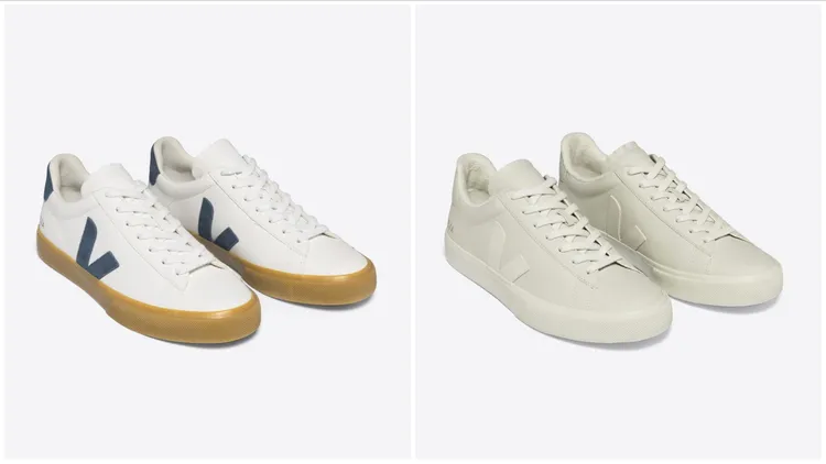 VEJA Campo膠底皮革款霧藍（左圖）5580元、Campo皮革款荔枝皮灰/羊毛內襯（左圖）5980元。品牌提供