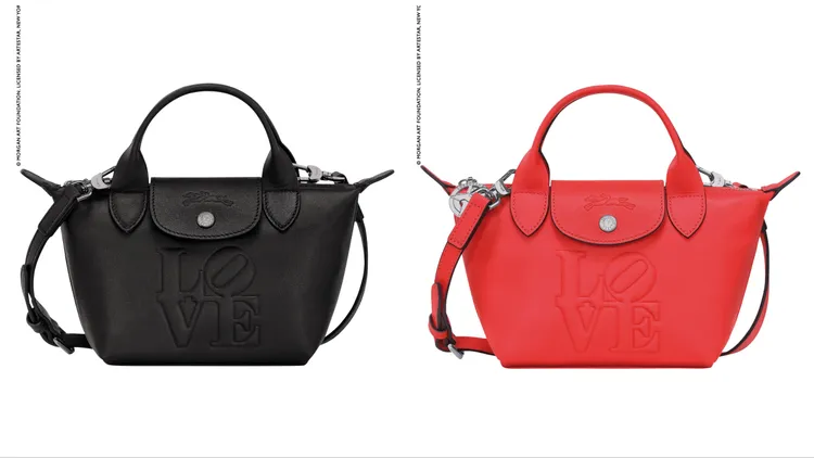 LONGCHAMP X ROBERT INDIANA迷你手提包，各2萬1000元。品牌提供
