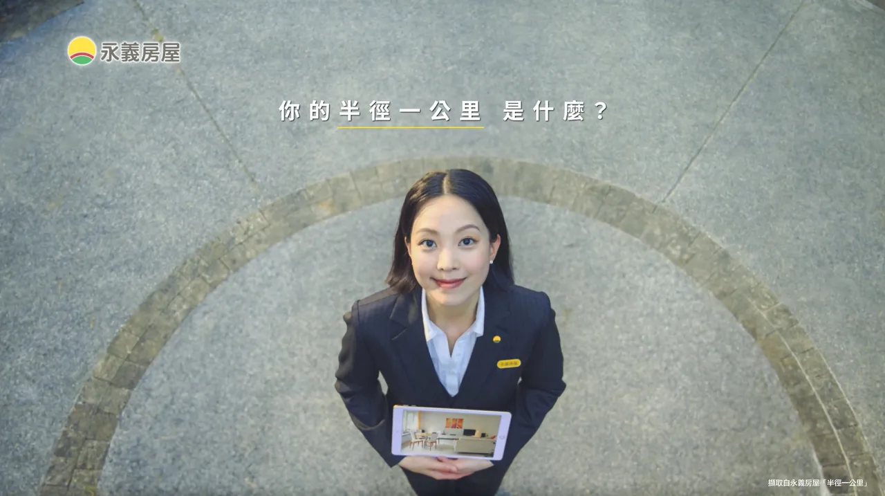 永慶房產集團耗資千萬,打造永義房屋首支品牌廣告,主張「半徑一公里」生活圈,都是「家」。永慶房產集團提供