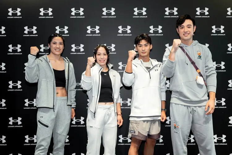 UNDER ARMOUR齊聚陳念琴（左起）、郭婞淳、楊勇緯以及林安可等亞運好手。品牌提供
