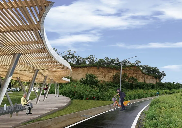 竹市香山鹽港溪流域自行車道及環境改善工程示意圖。新竹市府提供