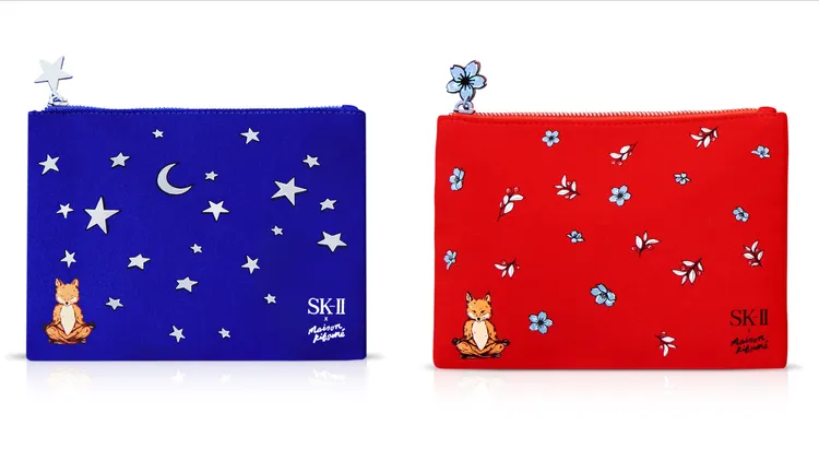 滿8800元贈送的SK-II x Maison Kitsuné化妝包。品牌提供