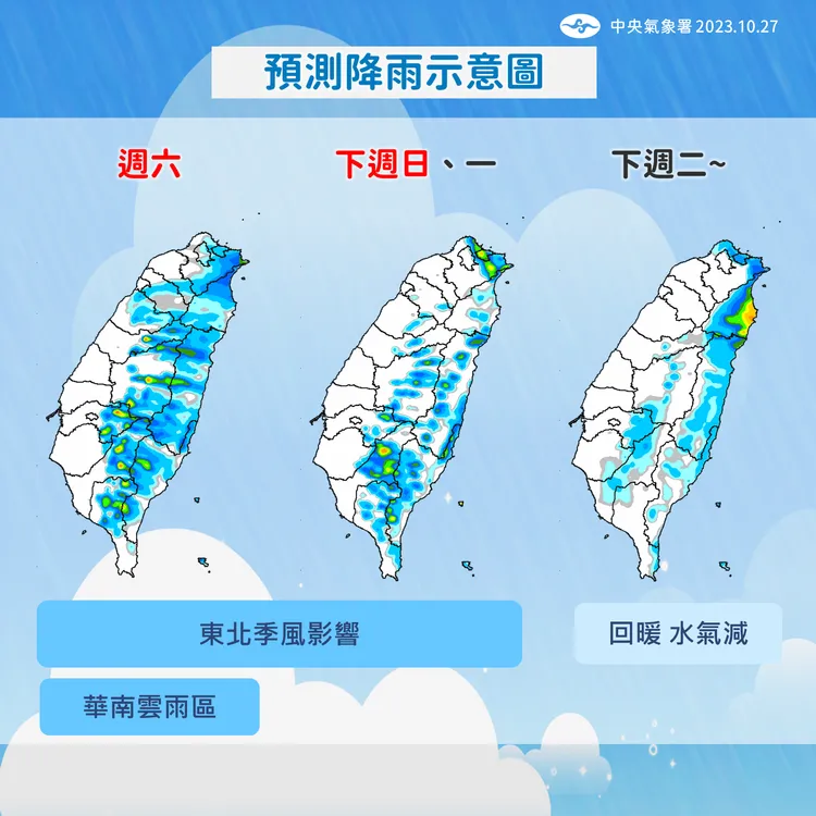 近期降雨趨勢。氣象署提供