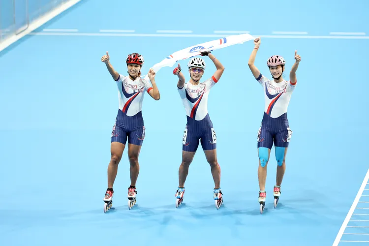 台灣女將稱霸今年亞運競速滑輪。  奧會提供