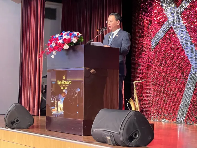 吳釗燮應邀出席酒會致詞。外交部提供