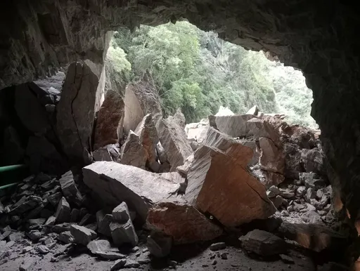 震撼畫面曝!太魯閣國家公園「巨石崩塌」擋隧道口 原因曝光