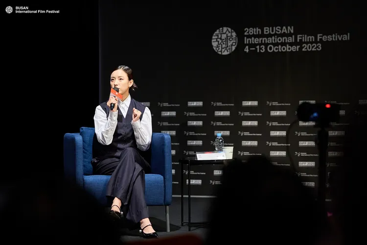 韓孝周在釜山影展的「Actors' House」講座，分享從影路程。釜山影展提供