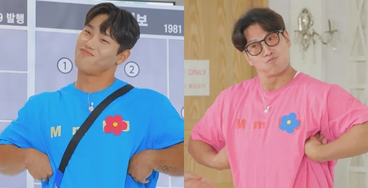 尹誠彬(左)、金鍾國(右)展現肌肉男的撒嬌。中天綜合台提供