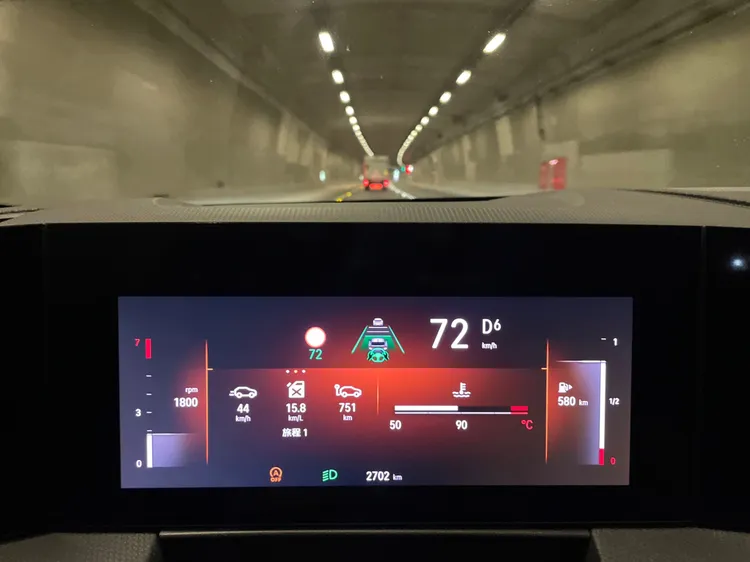 漫長的蘇花改隧道中，Level 2半自動駕駛輔助系統是減少疲勞的最佳幫手。林浩昇攝