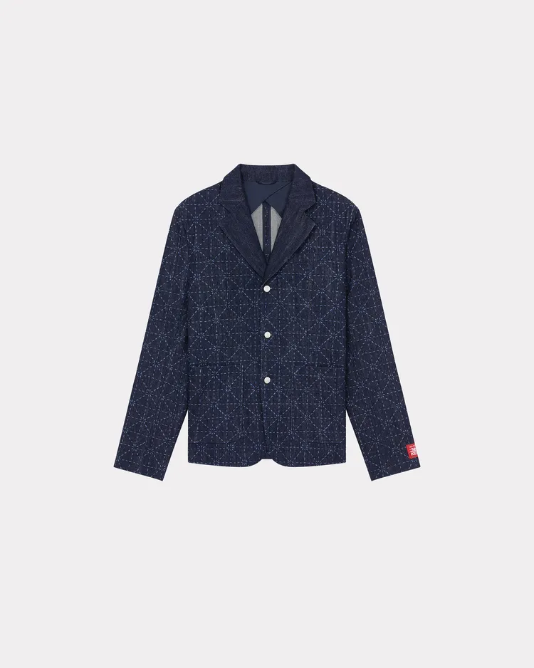 KENZO x LEVI'S水洗藍刺子繡丹寧西裝外套，3萬1800元。品牌提供