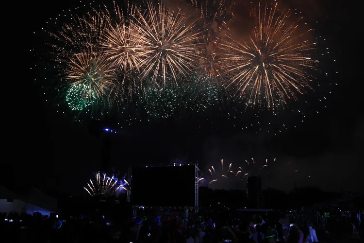 國慶焰火璀燦奪目。市府提供