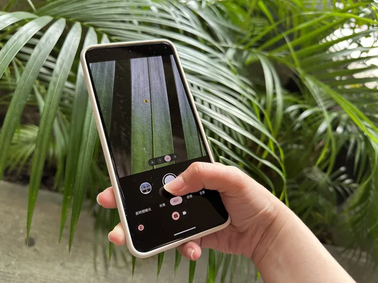 靠近拍攝物，相機自動切換到微距(花朵圖示)。陳怡文攝