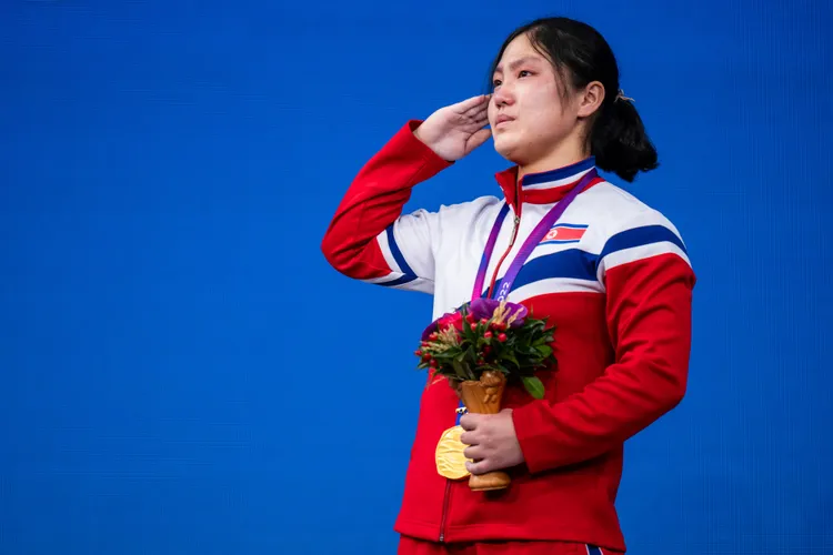 金日景一參賽就奪金。  美聯社